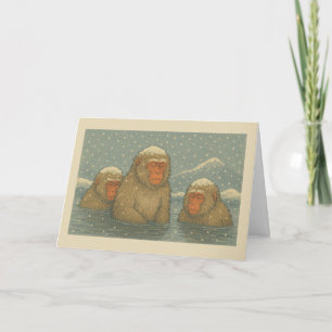 Singes d'hiver japonais - Carte de Noël