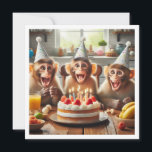 Singes fêtant son anniversaire, invitation aux sin<br><div class="desc">Une invitation vraiment drôle à voir des singes agir comme des tout-petits ! Une grande invitation pour les amateurs de singes et de zoo. La carte peut être entièrement modifiée et personnalisée pour répondre à vos besoins,  vous pouvez même laisser vide.</div>
