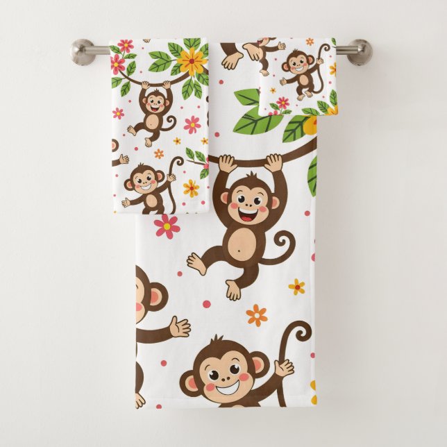 Singes modernes heureux bonne chance sur fond blan (En situation)