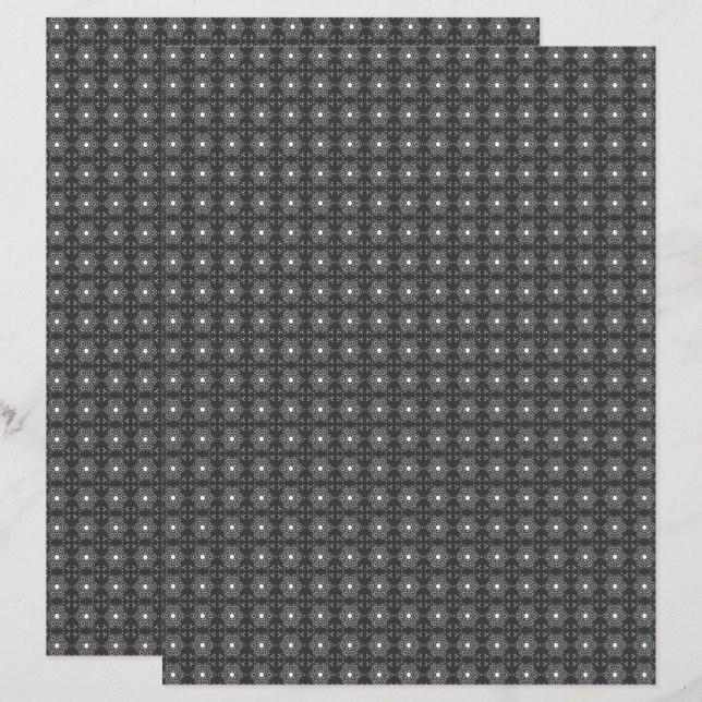 Single B&W Med. TIle 2-Sided Scrapbook Paper Page (Devant / Derrière)