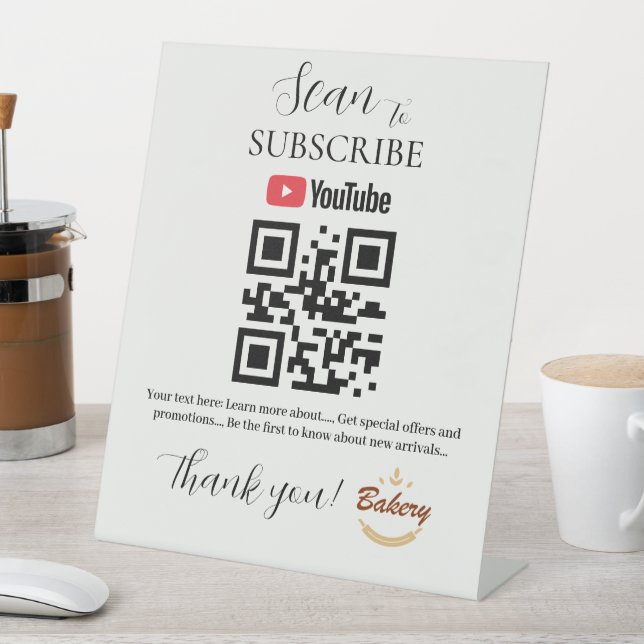 S'inscrire Code QR Panneau | YouTube | Boulangerie (In SItu)