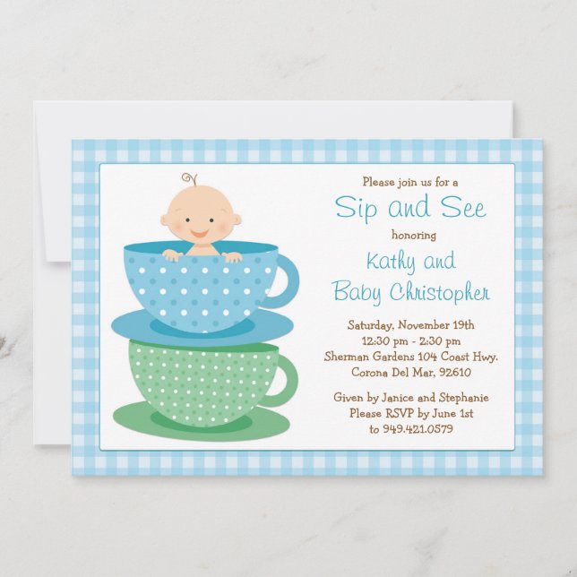 Sip and See Baby shower Invitation (Devant)