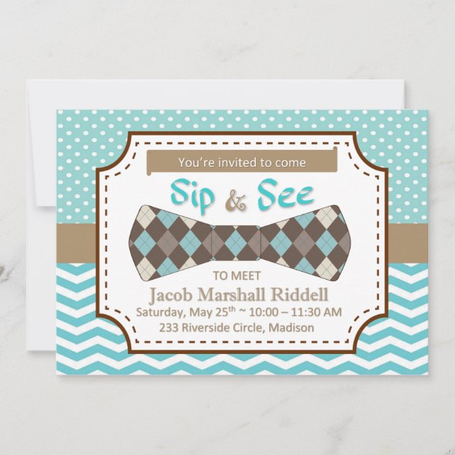 Sip and See for Boy Baby with Bow Cravate (Devant)