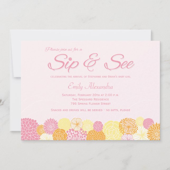 Sip and See new baby faire-part invitation (Devant)