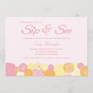 Sip and See new baby faire-part invitation