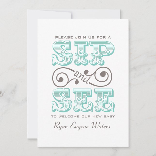 Sip And See Visit Our New Baby Invitation (Devant)