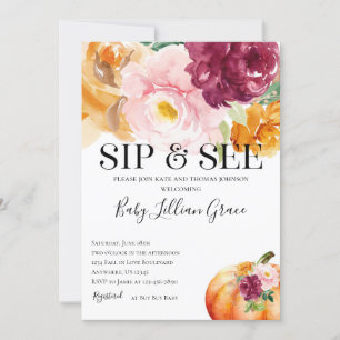 Sip et voir Citrouille Baby shower Invitation