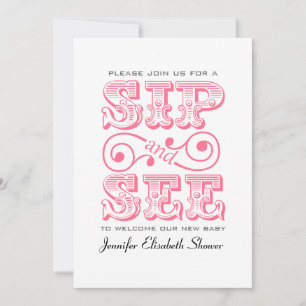 Sip Et Voir Party Pink Baby shower Invitation