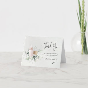 Sip n Voir nouveau bébé plié Carte de remerciement