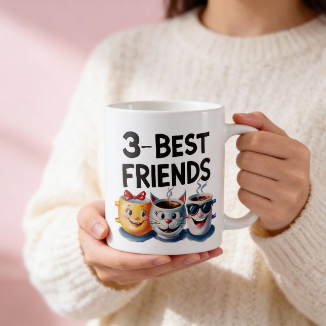 Sip, Rire, Répéter : 3 Meilleurs Amis Café Mug (Créateur téléchargé)