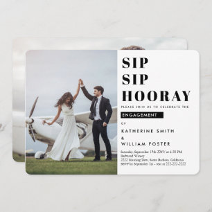 Sip Sip Hooray 2 Photo Engagement Party Invitation
