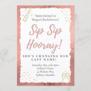 Sip Sip Hooray Bachelorette Party Invitation