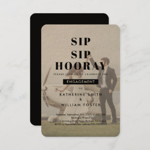 Sip Sip Hooray Chic Photo Engagement Invitation