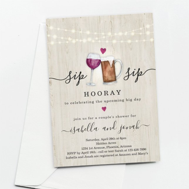 Sip Sip Hooray Couple's Shower Invitation (Créateur téléchargé)