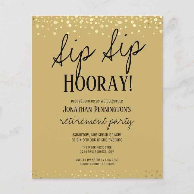 Sip Sip Hooray Elegant Gold Retirement Party (Devant)