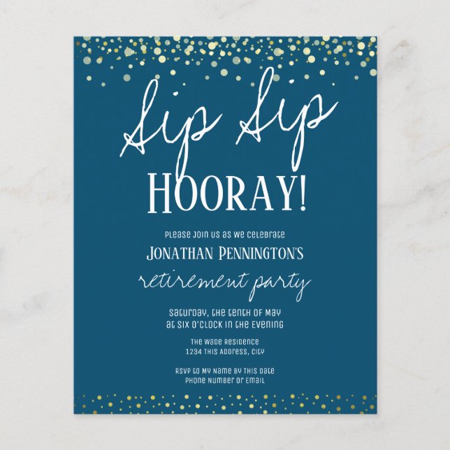Sip Sip Hooray Elegant Gold Retirement Party (Devant)