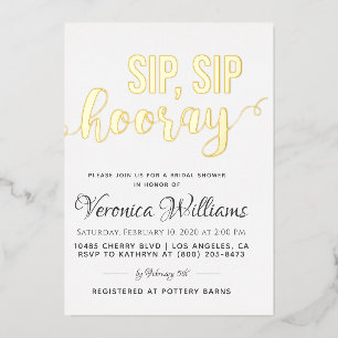 Sip Sip Hooray Fête des mariées Foil Invitation