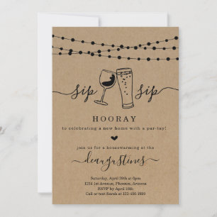 Sip Sip Hooray Houeschauffer Party Invitation