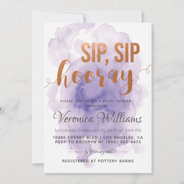 Sip Sip Hooray Invitation de la douche nuptiale (Devant)