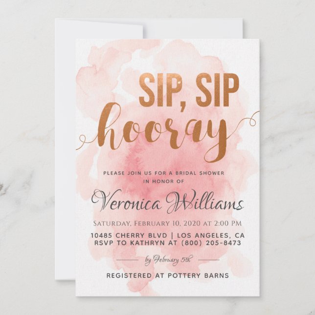 Sip Sip Hooray Invitation de la douche nuptiale (Devant)