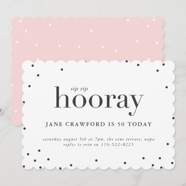 Sip sip hooring anniversaire invitation fête (Devant / Derrière)