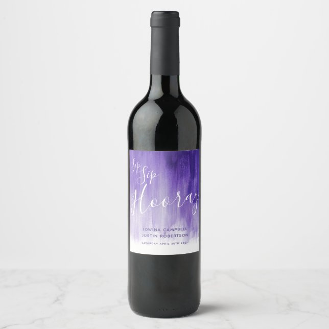 Sip Sip mariage vin violet étiquettes (Devant)