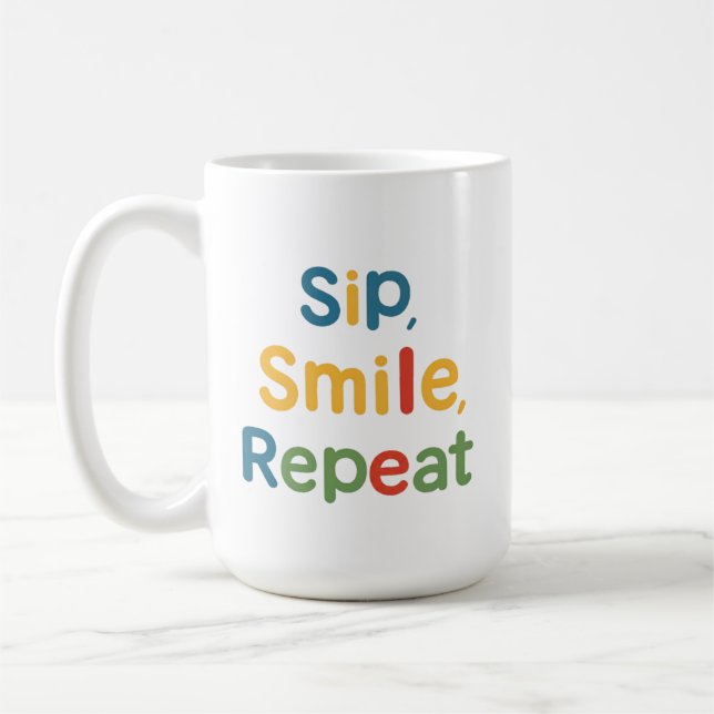 Sip, Smile, Repeat - Classique Mug 15 oz (Gauche)