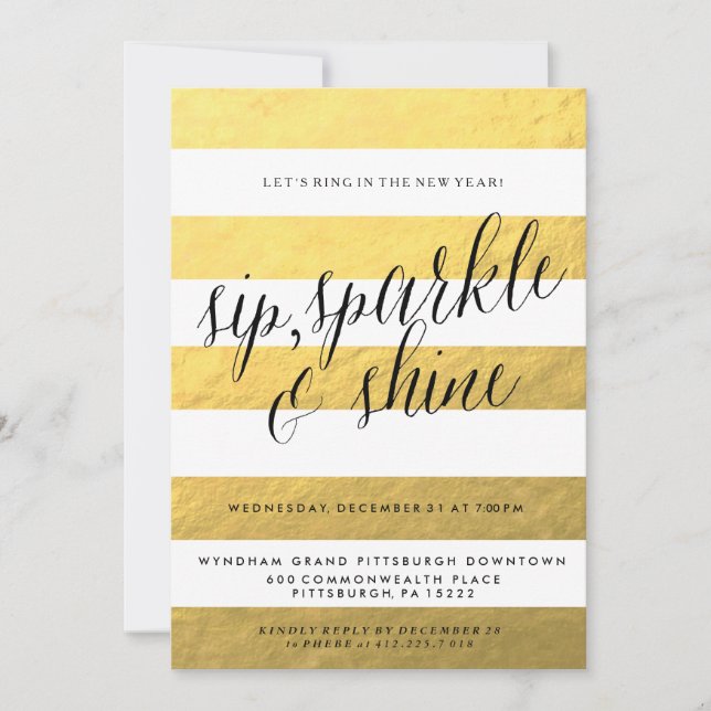 SIP, SPARKLE, SHINE Holiday Party Invitation (Devant)