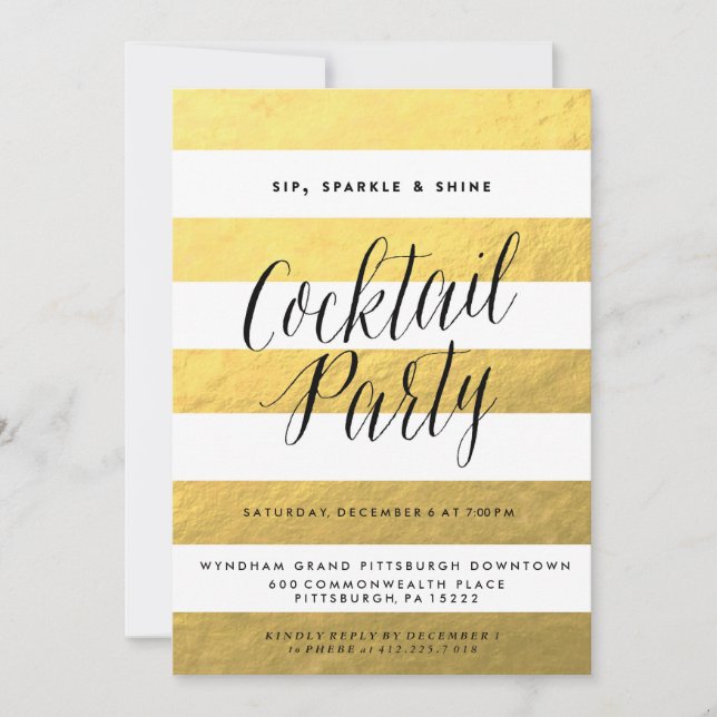 Sip, Sparkle, Shine, Holiday Party Invitation (Devant)