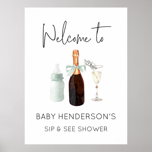 Sip vert neutre et voir Affiche de bienvenue Baby  (Devant)