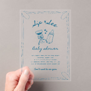 Sip & voir garçon baby shower acrylique invitation