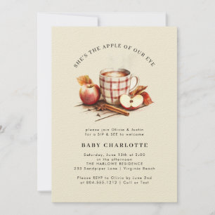 Sip & Voir Watercolor Apple Baby shower Invitation