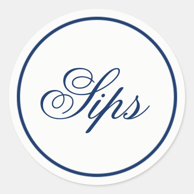 "Sips" Mariage Favor & Welcome Sticker - Marine (Devant)
