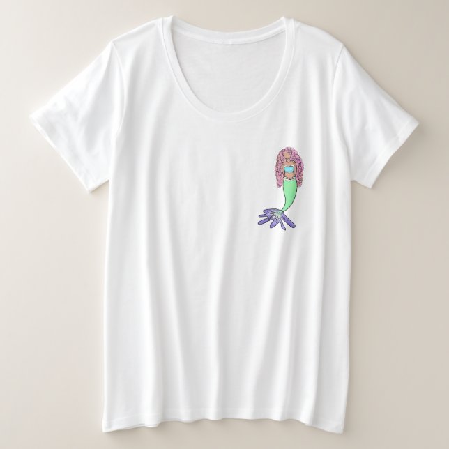 sirène arc-en-ciel rose bleu violet vert noir bouc (Design devant)