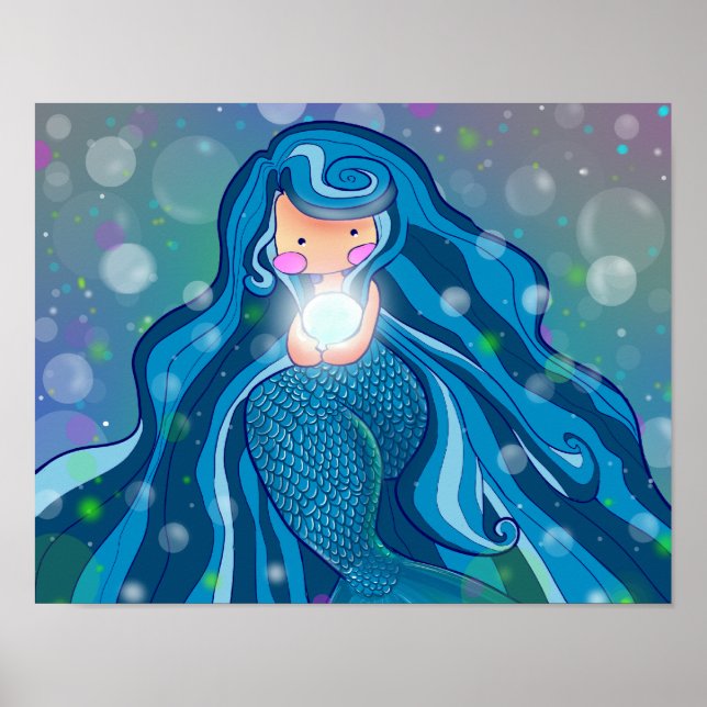 Sirène avec affiche en perle vive (Devant)
