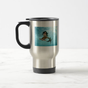 Sirène avec la tasse de voyage de tortue de mer