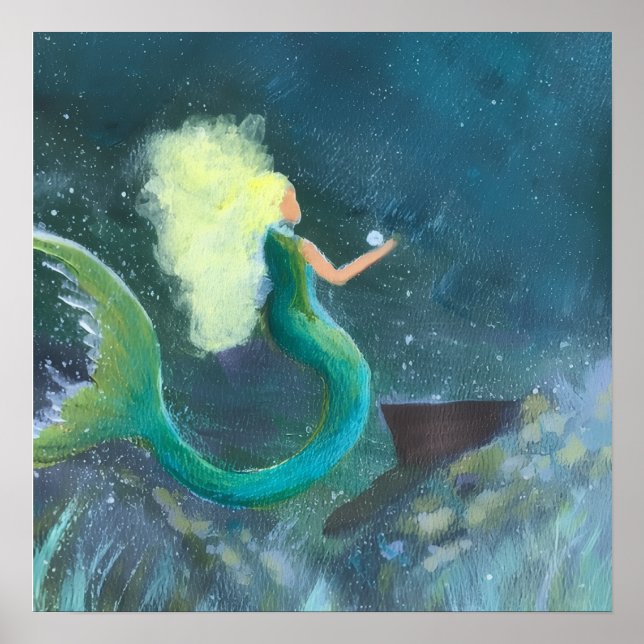 sirène avec son affiche de perle (Devant)