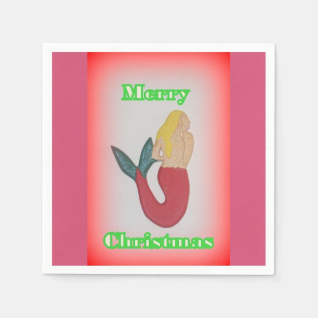 sirène blonde Joyeuse serviettes en papier de Noël (Devant)