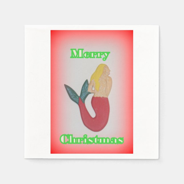 sirène blonde Joyeuse serviettes en papier de Noël (Devant)