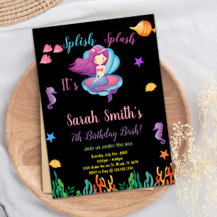 Sirène de coquille pourpre noire Invitations d'ann