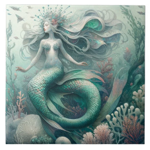 Sirène de l'Océan Enchanté - Carreau de Céramique