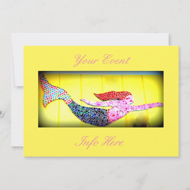 sirène en mosaïque rose sous-marine (Devant)