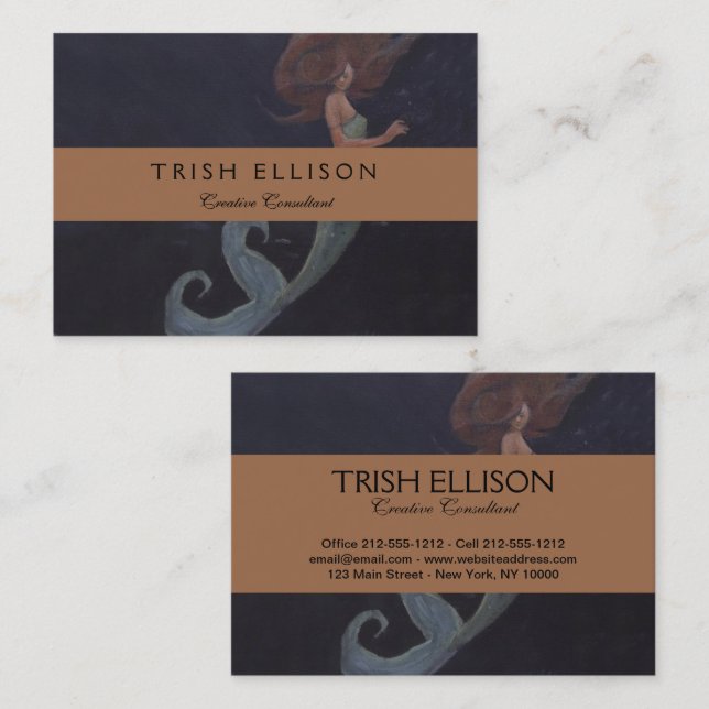 Sirène et Carte de visite de poisson bleu (Devant / Derrière)