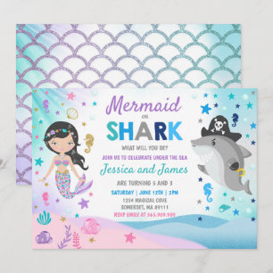 Sirène Et Requin Anniversaire Invitation Pool