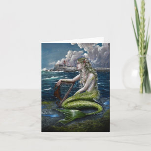 Sirène irlandaise avec carte de voeux pour la harp