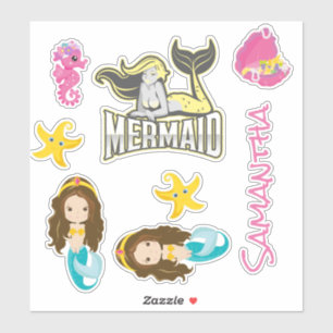 Sirène JAUNE Amis de la mer Sticker