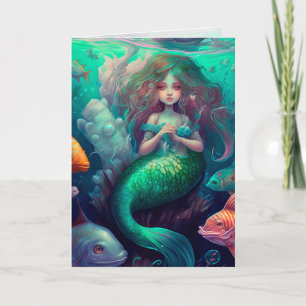 Sirène, Océan, Poisson, Carte d'art graphique