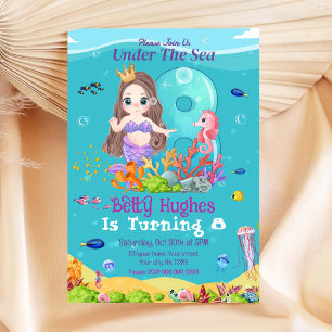 Sirène Sous La Mer Invitation 8 Anniversaire