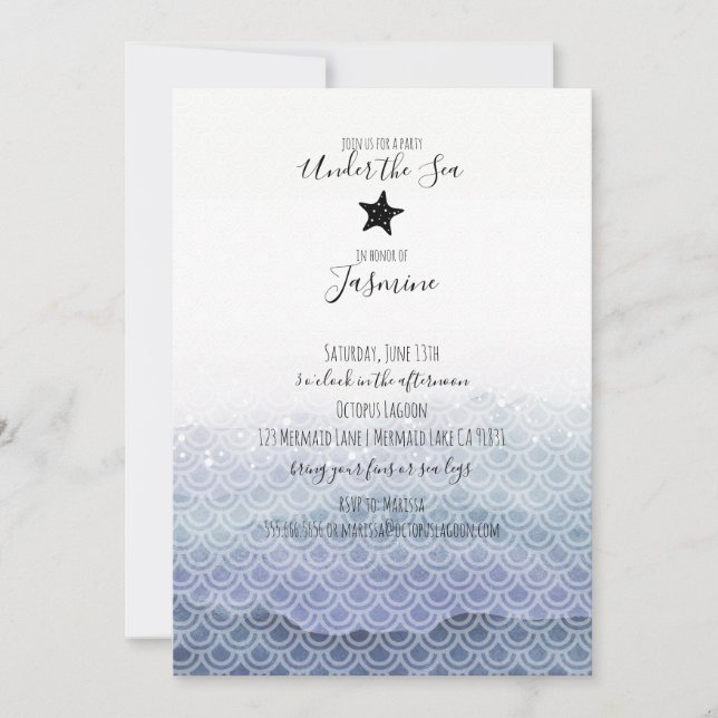 Sirène sous la mer Invitation fête d'anniversaire (Devant)