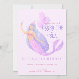 Sirène sous la mer Invitation fête d'anniversaire